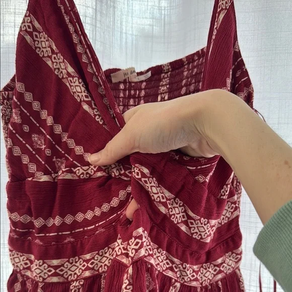 Red Tiered Midi Sundress - Picture 6 of 8